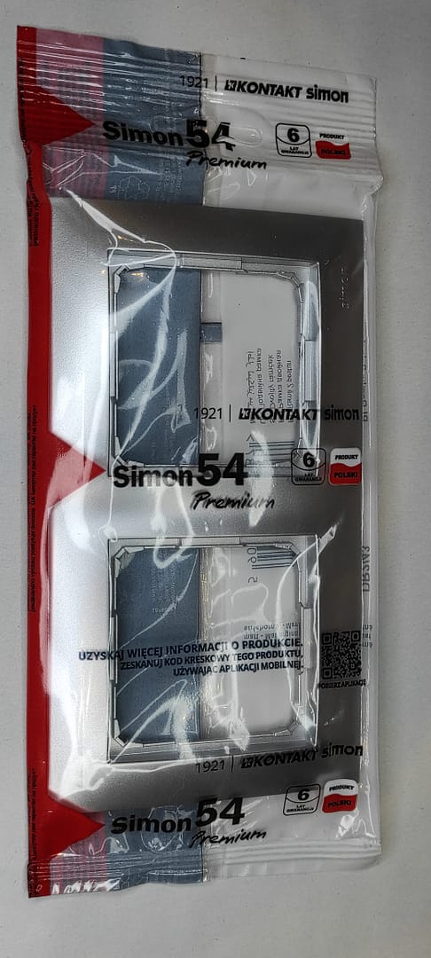 Simon 54 Premium Ramka podwójna srebrny mat